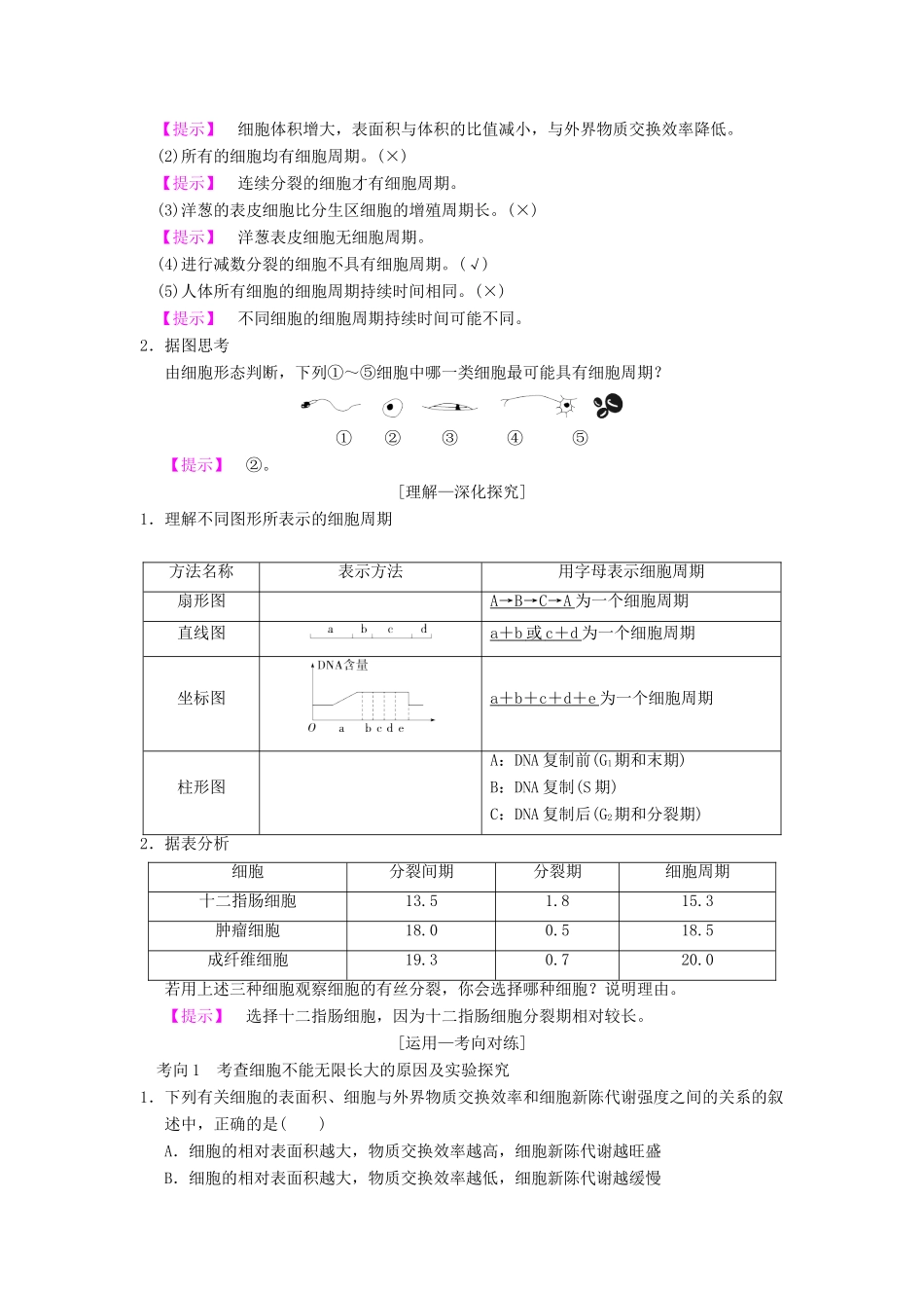 山东省高考生物 第4单元 细胞的生命历程（1）细胞的增殖导学案（含解析）新人教版必修1-新人教版高三必修1生物学案_第2页