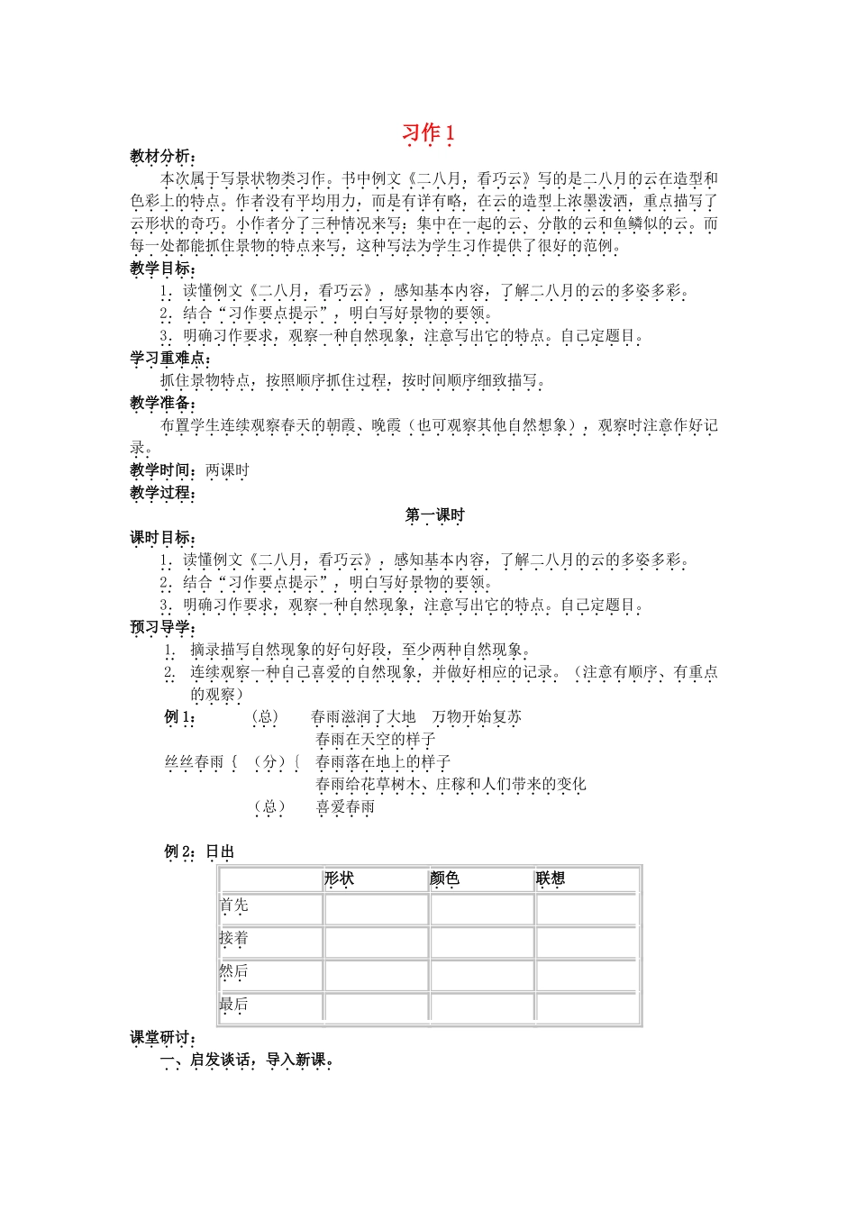 五年级语文下册 习作1教案2 苏教版-苏教版小学五年级下册语文教案_第1页