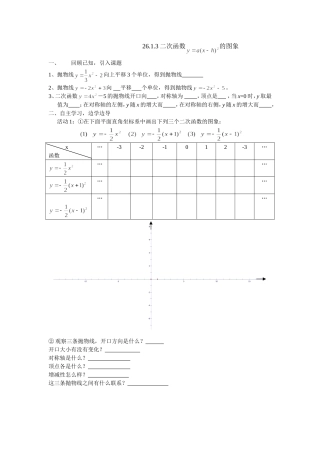 二次函数y=a(x-h)^2的图像和性质