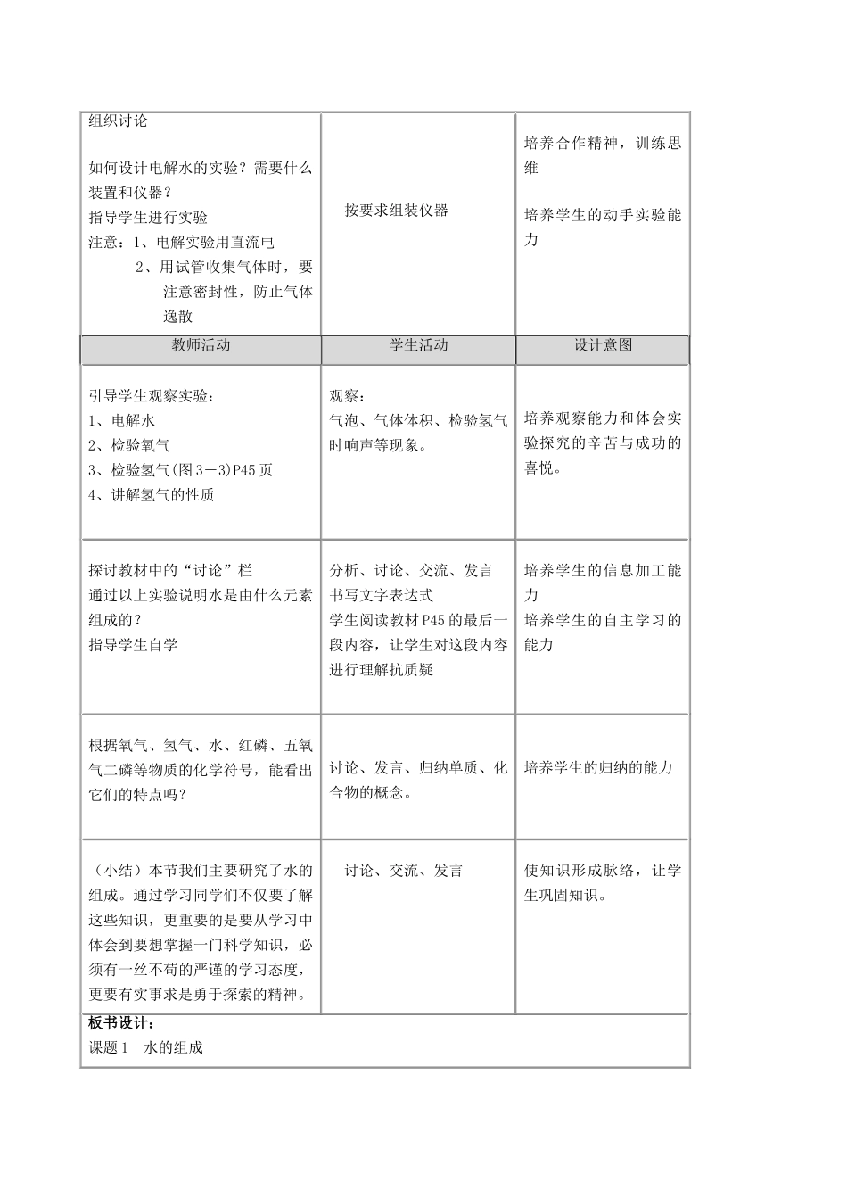 九年级化学上册 4.3 水的组成教学设计 新人教版-新人教版初中九年级上册化学教案_第2页