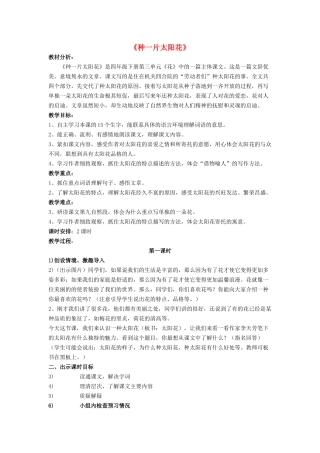 六年级语文上册 第七单元 20《种一片太阳花》教案1 鄂教版-鄂教版小学六年级上册语文教案