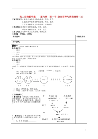 山东省文登市教育教学研究培训中心高中生物 第六章 第一节 杂交育种与诱变育种（2）学案 新人教版必修2