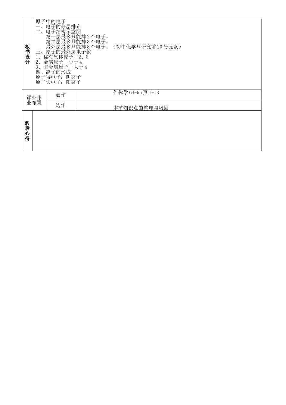 山东省烟台市黄务中学2014-2015学年八年级化学全册 第14周 原子中的电子教案 鲁教版五四制_第2页