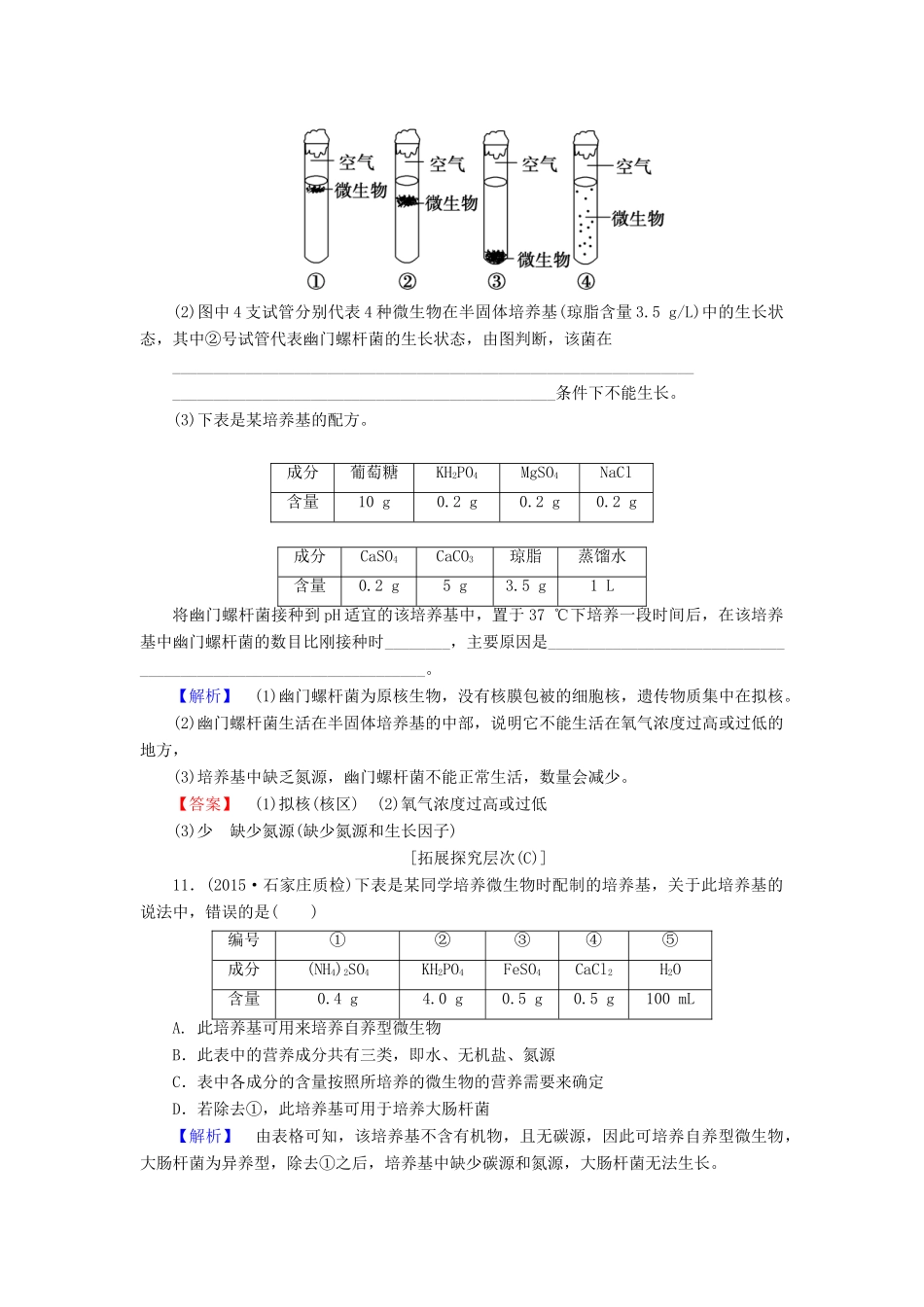 新新学案高三生物一轮复习 专题2 微生物的培养与应用 课题1 微生物的实验室培养课时作业 新人教版选修1-新人教版高三选修1生物学案_第3页