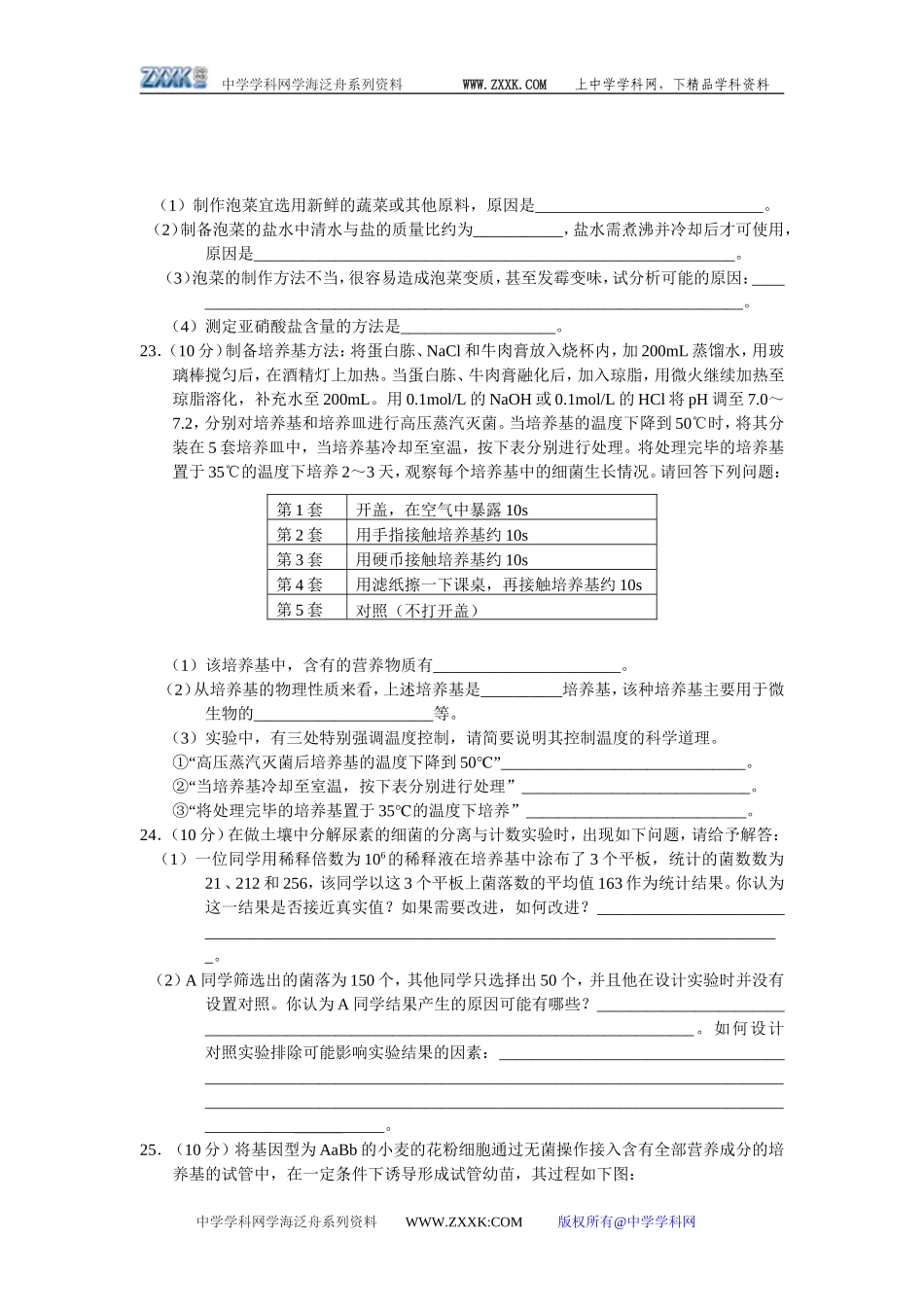 选修1《生物技术实践》专题1～专题3_第3页