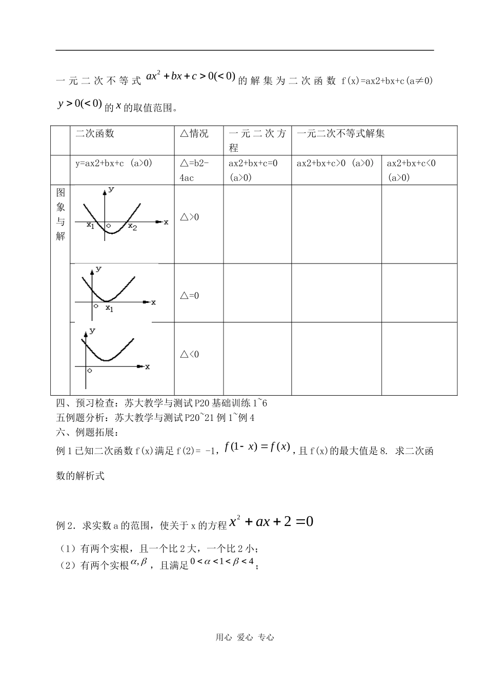 江苏省兴化市楚水实验学校10届高三数学复习讲义10二次函数_第2页