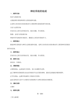 七年级生物神经系统的组成人教版