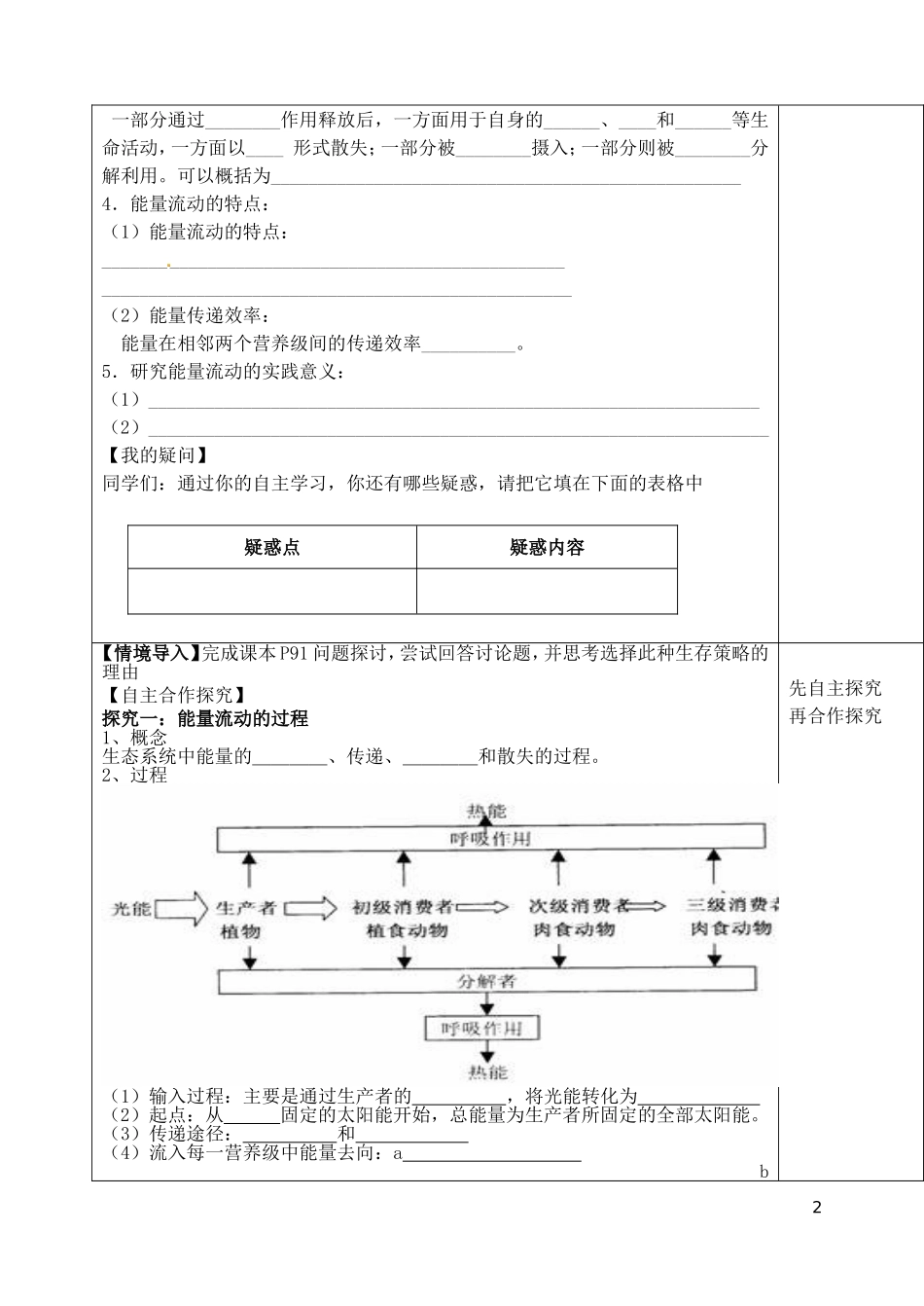 山东省泰安市肥城市第三中学高中生物 5.2 生态系统的能量流动（1）学案 新人教版必修2_第2页