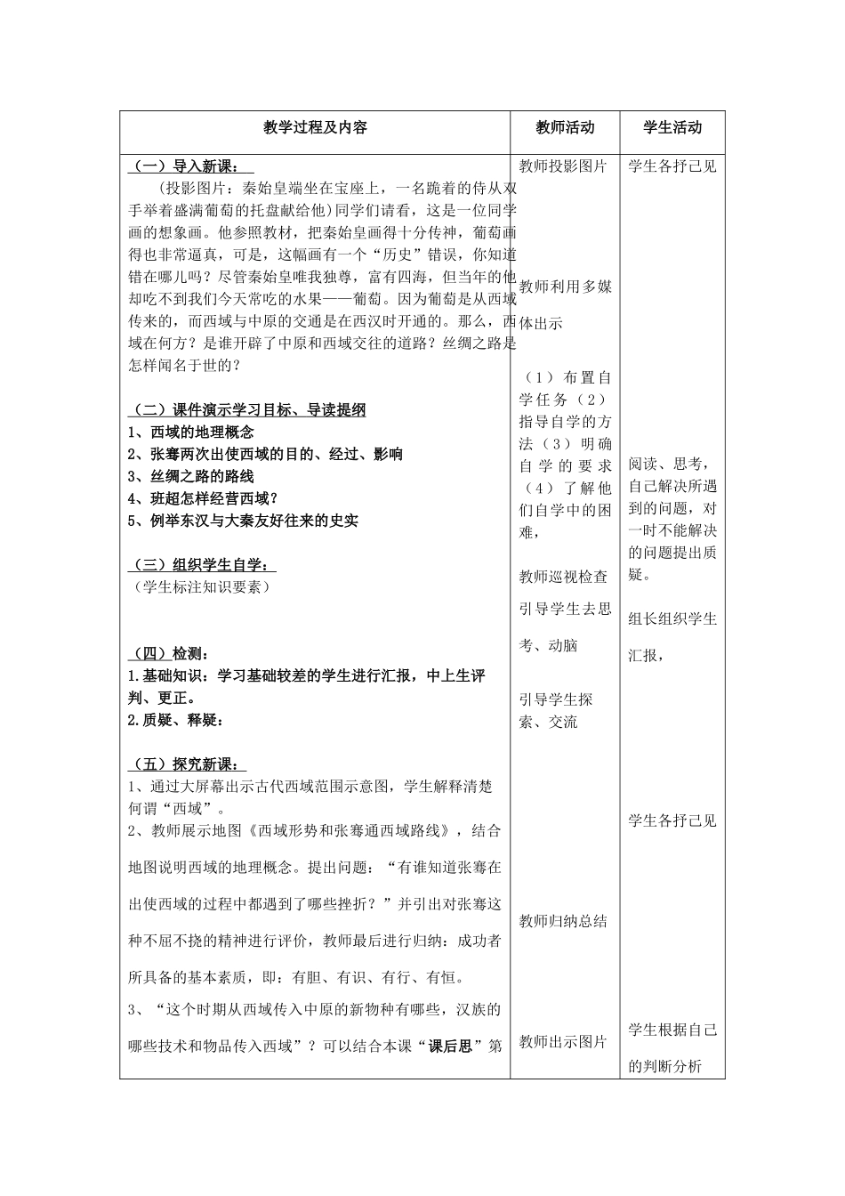 七年级历史上册 第15课 汉通西域和丝绸之路教案 新人教版 (2)_第3页