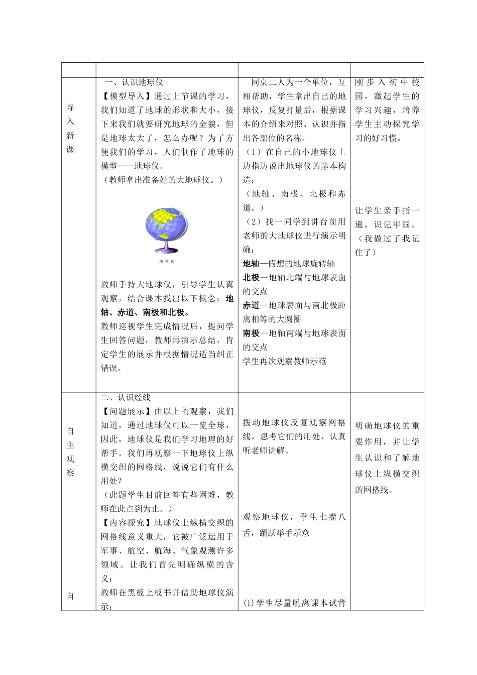 七年级地理上册 第一章 第二节地球仪和经纬网（第1课时）教案 （新版）商务星球版-（新版）商务星球版初中七年级上册地理教案_第2页