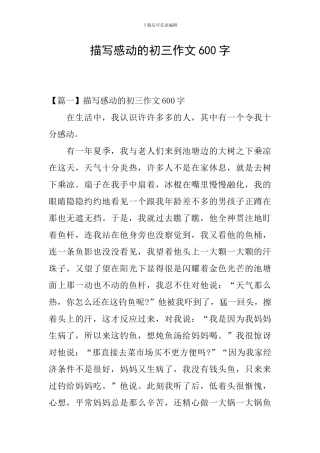 描写感动的初三作文600字