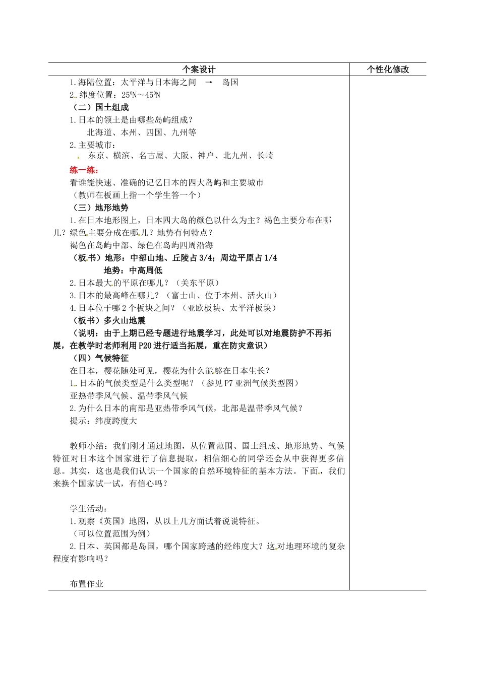 七年级地理下册 第1节《日本》教学设计（第1课时） 新人教版_第2页