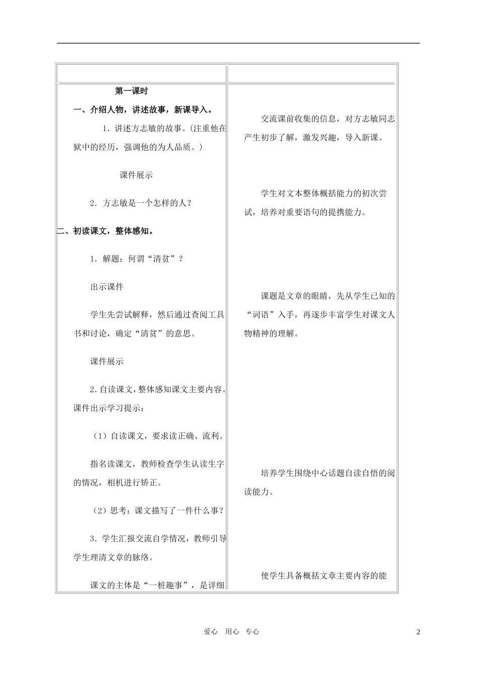 六年级语文上册 清贫教案 冀教版_第2页