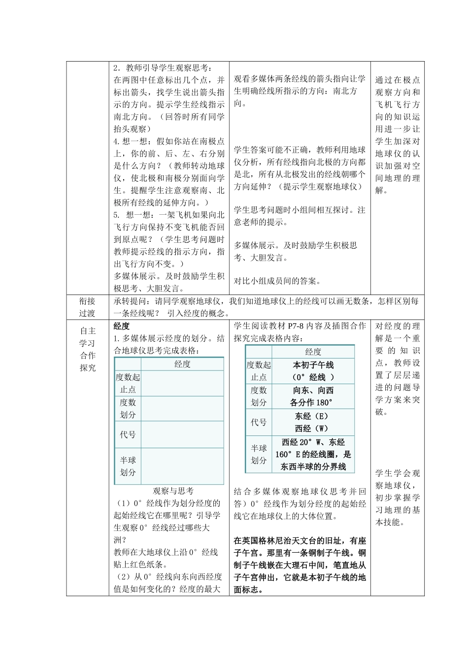 七年级地理上册 1.2地球仪和经纬网（第1课时）教案 （新版）商务星球版_第3页
