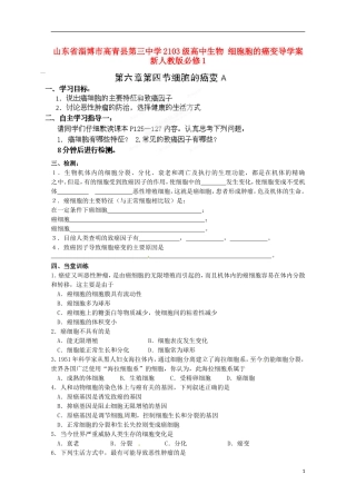 山东省淄博市高青县第三中学2103级高中生物 细胞胞的癌变导学案 新人教版必修1