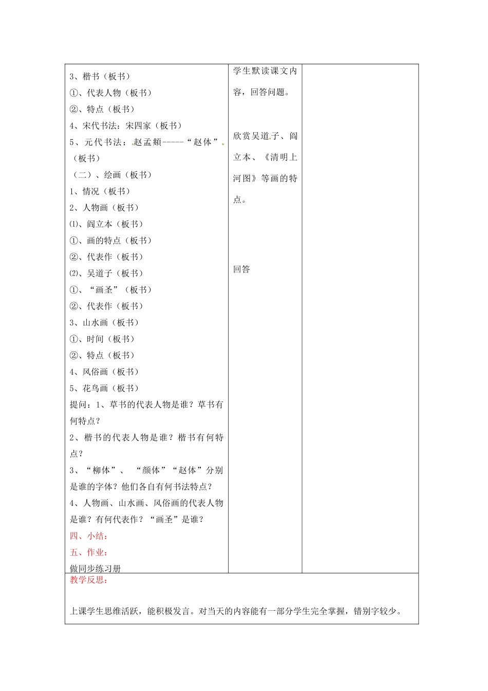 七年级历史下册 9.7《书法与绘画》教案 川教版_第2页