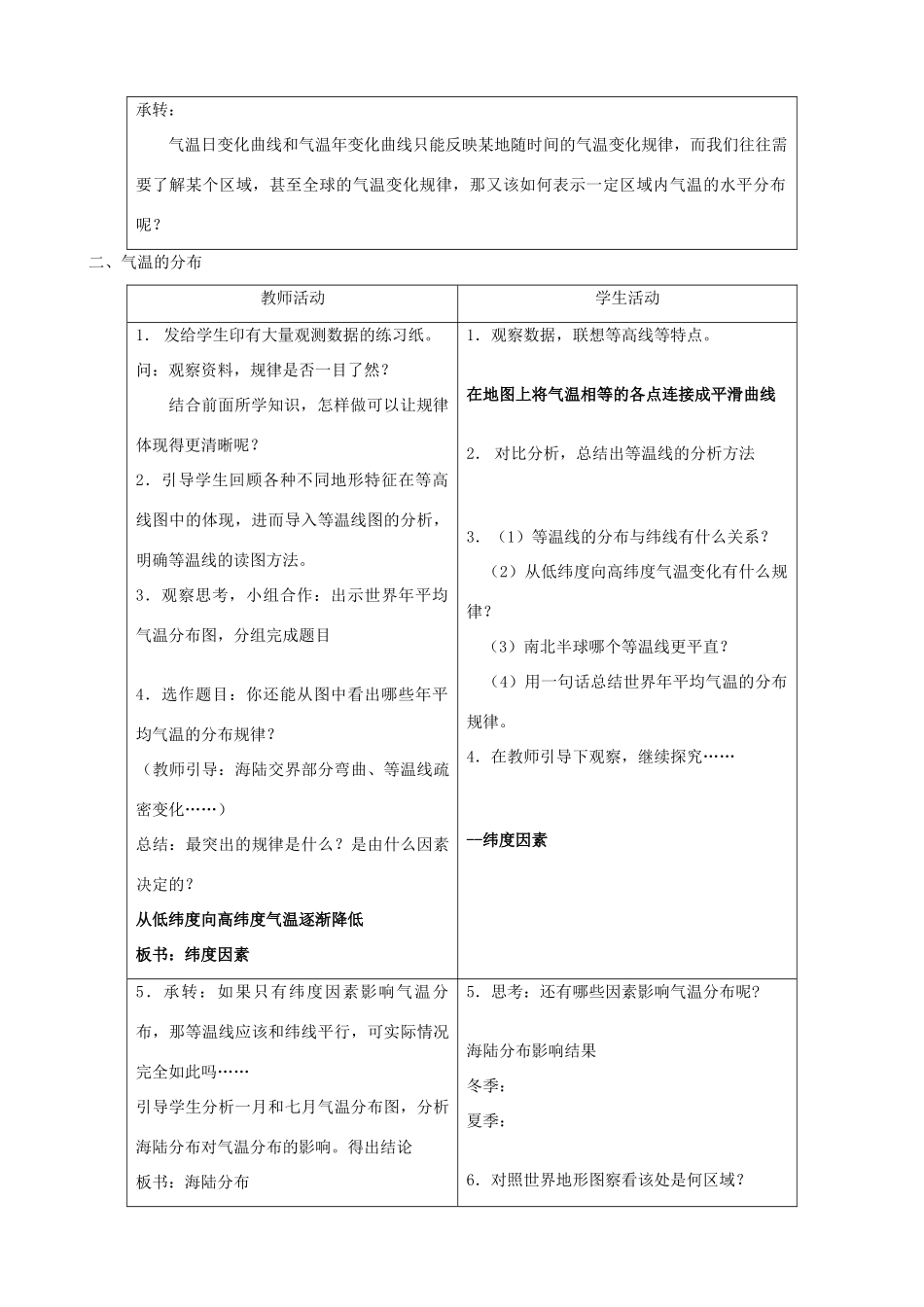 七年级地理上册 第二课 气温的变化与分布教案_第3页