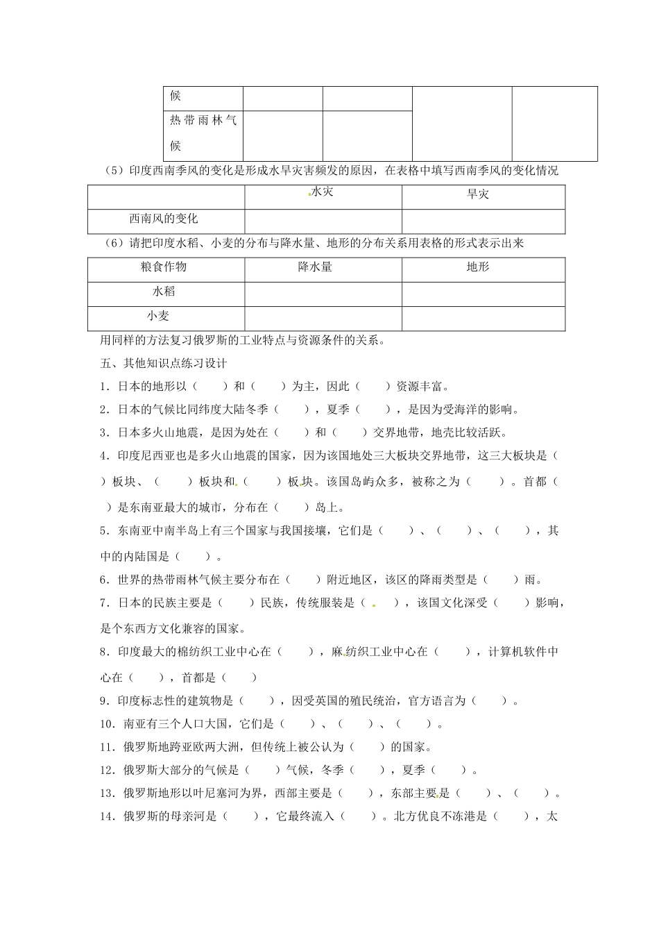 七年级地理下册 第七章 我们邻近的国家和地区复习教案 新人教版_第2页
