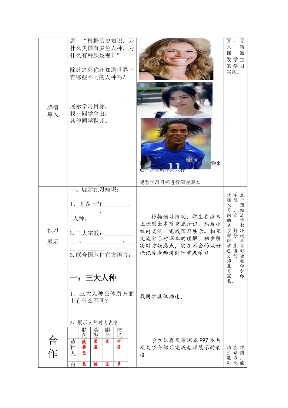 七年级地理上册《5.2 世界的人种、语言和宗教》教案 （新版）商务星球版2_第2页