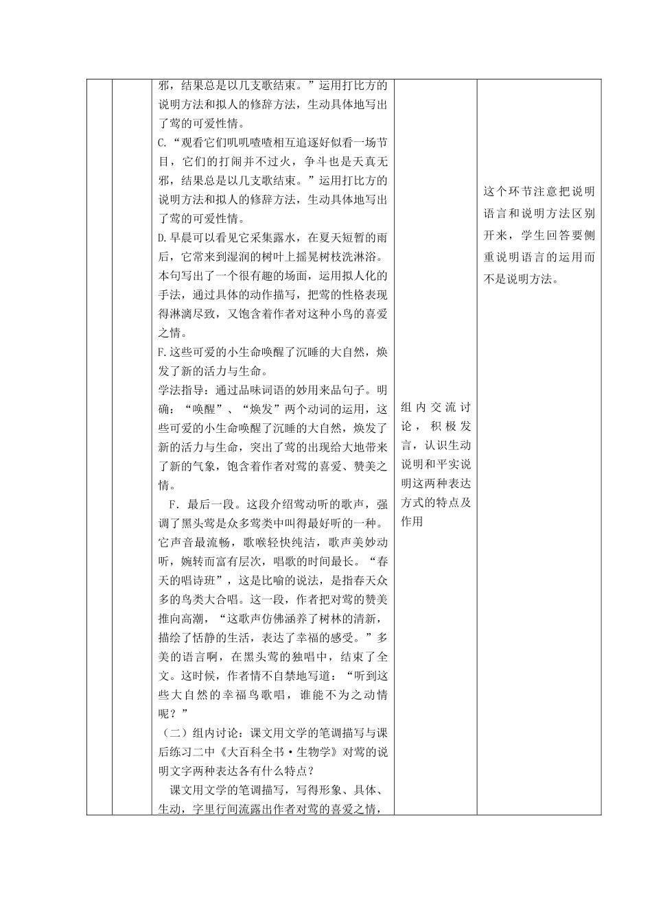 六年级语文上册 第四单元 第19课《莺》教学设计 鲁教版五四制-鲁教版五四制小学六年级上册语文教案_第3页