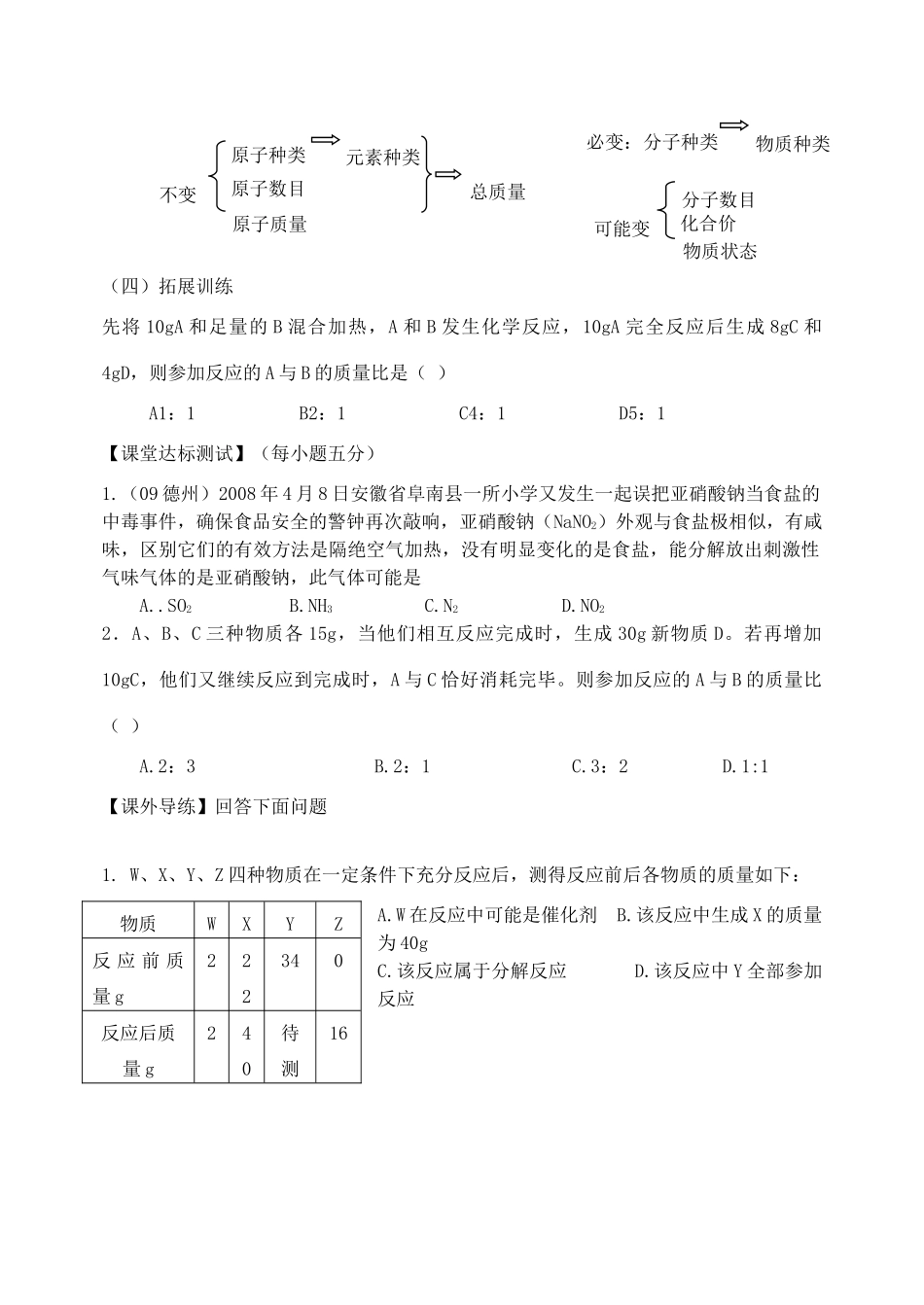 九年级化学上册 5-1质量守恒定律教案 人教新课标版_第3页