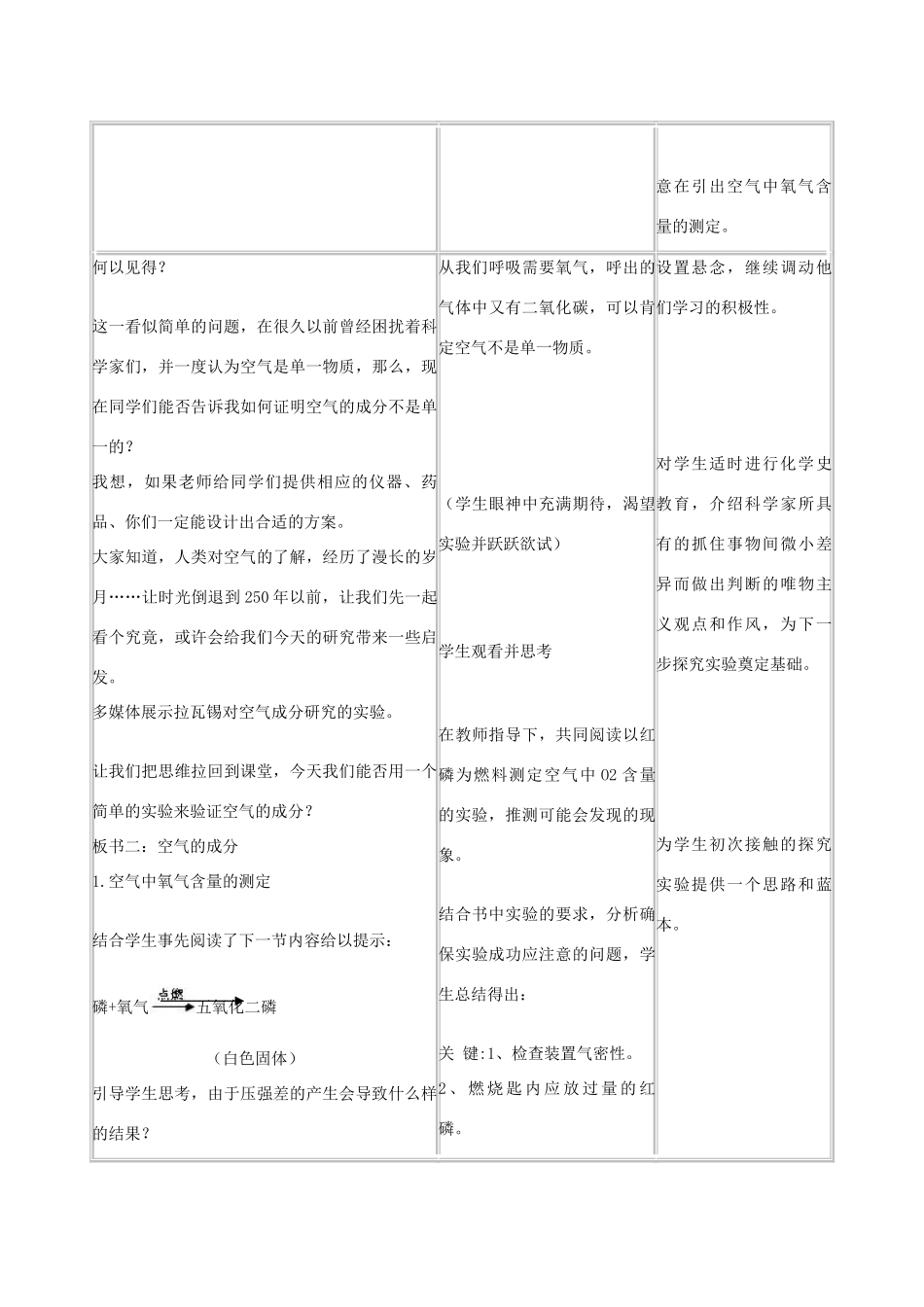 九年级化学上册 空气教学设计2 新人教版_第3页