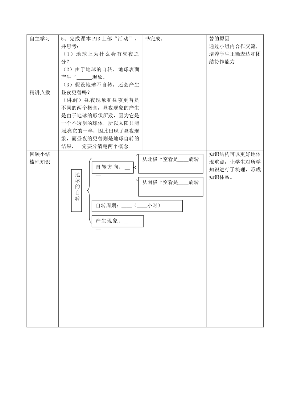 七年级地理上册 1.3 地球的自转（第1课时）教案 （新版）商务星球版-（新版）商务星球版初中七年级上册地理教案_第2页