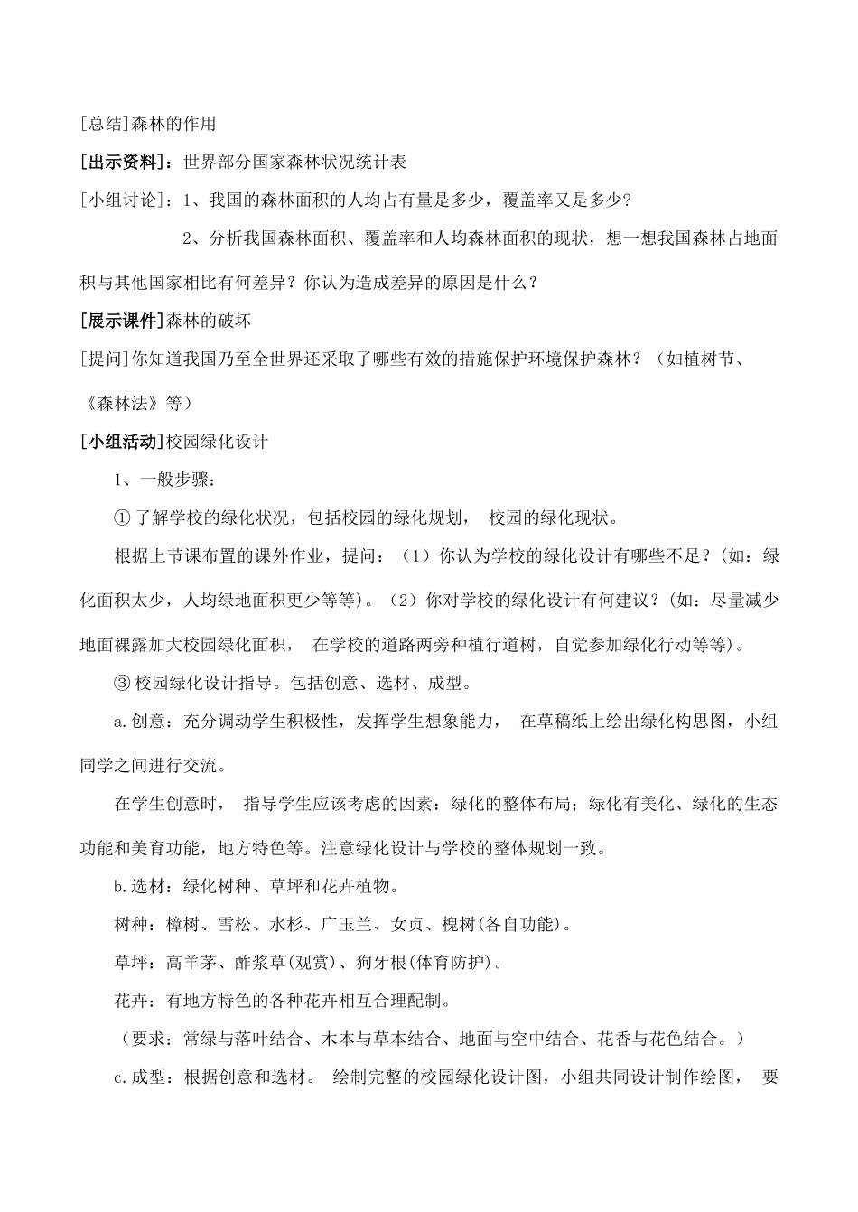 七年级生物上 第7章 绿色植物在生物圈中的作用 第三节 绿化，我们共同的行动教案苏教版_第2页