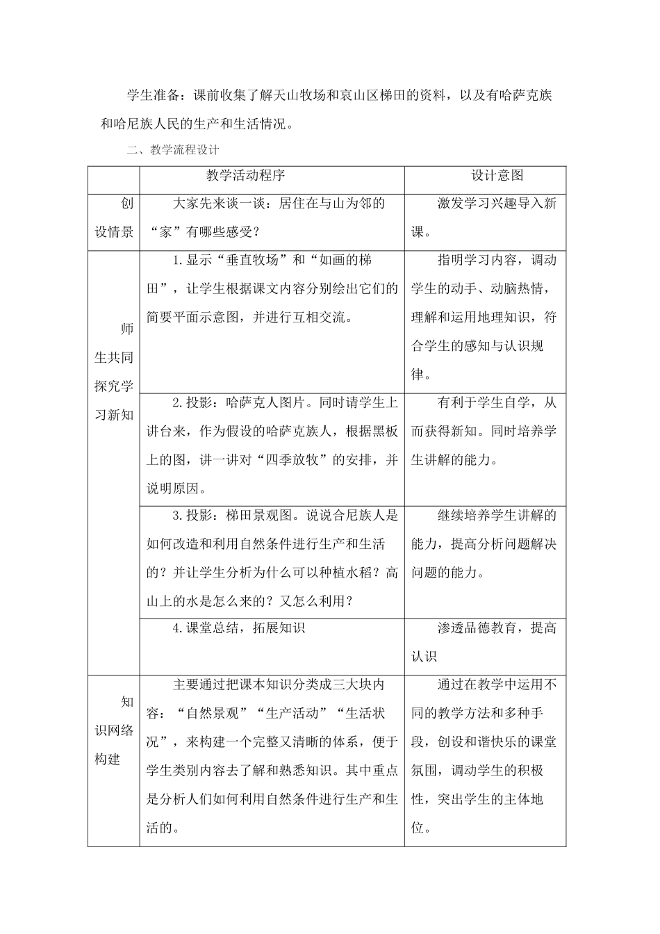 七年级历史与社会上：第四单元 第二课《与山为邻》第一课时教案人教新课标版_第2页