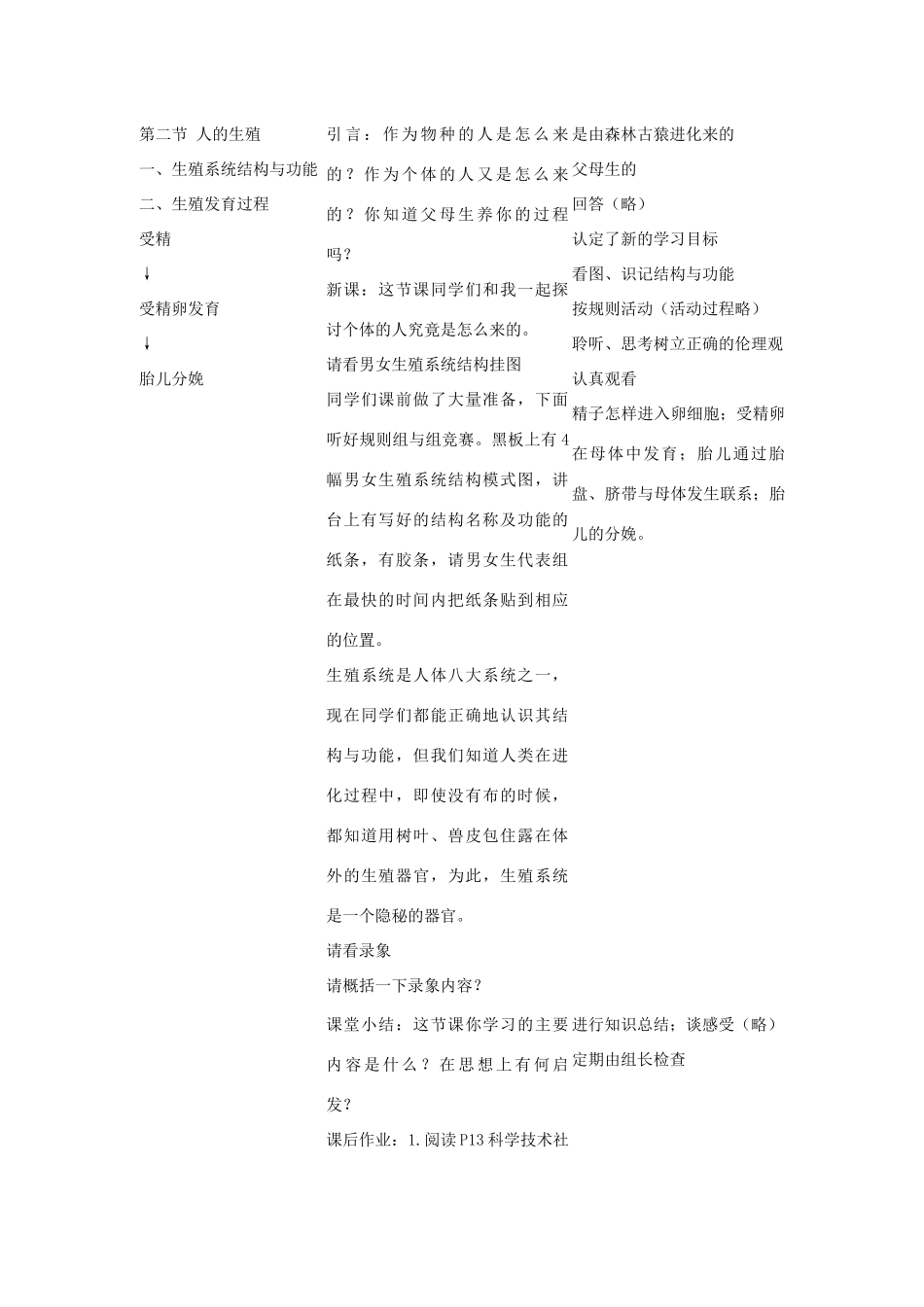 七年级生物《人的生殖》教案1_第2页