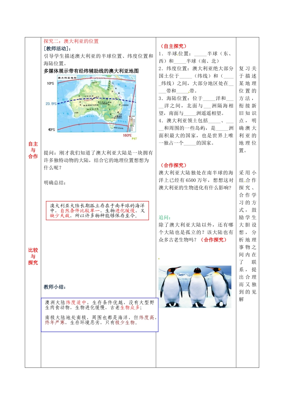 七年级地理下册 8.4 澳大利亚教案 （新版）商务星球版-（新版）商务星球版初中七年级下册地理教案_第3页