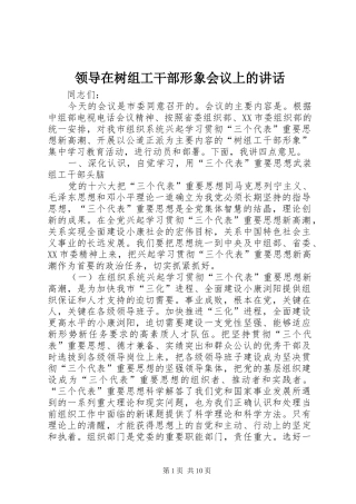 领导在树组工干部形象会议上的讲话发言