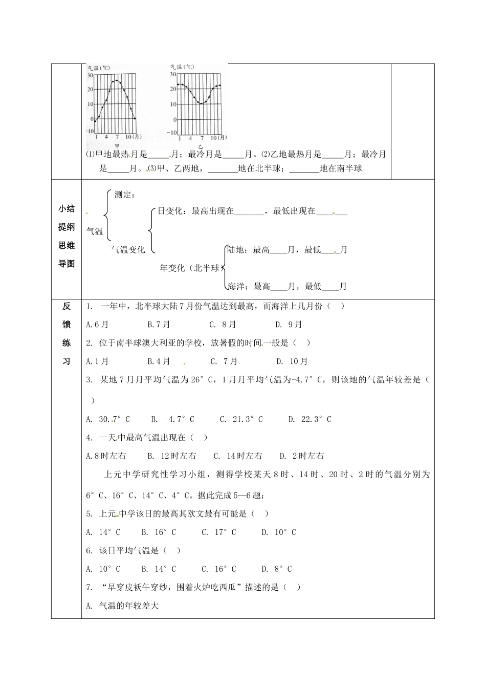 七年级地理上册 3.2《气温和气温的分布》教案9 人教新课标版_第2页