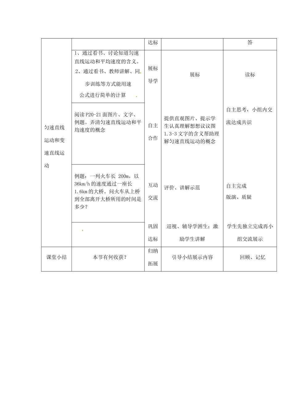 湖北省宜都市红花套镇初级中学八年级物理上册 第一章 第三节 运动快慢教案 （新版）新人教版_第2页
