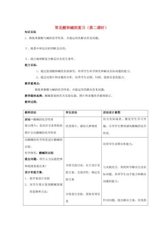 九年级化学全册 第七单元 常见的酸和碱教案 （2012新版）鲁教版 （2012新版）鲁教版