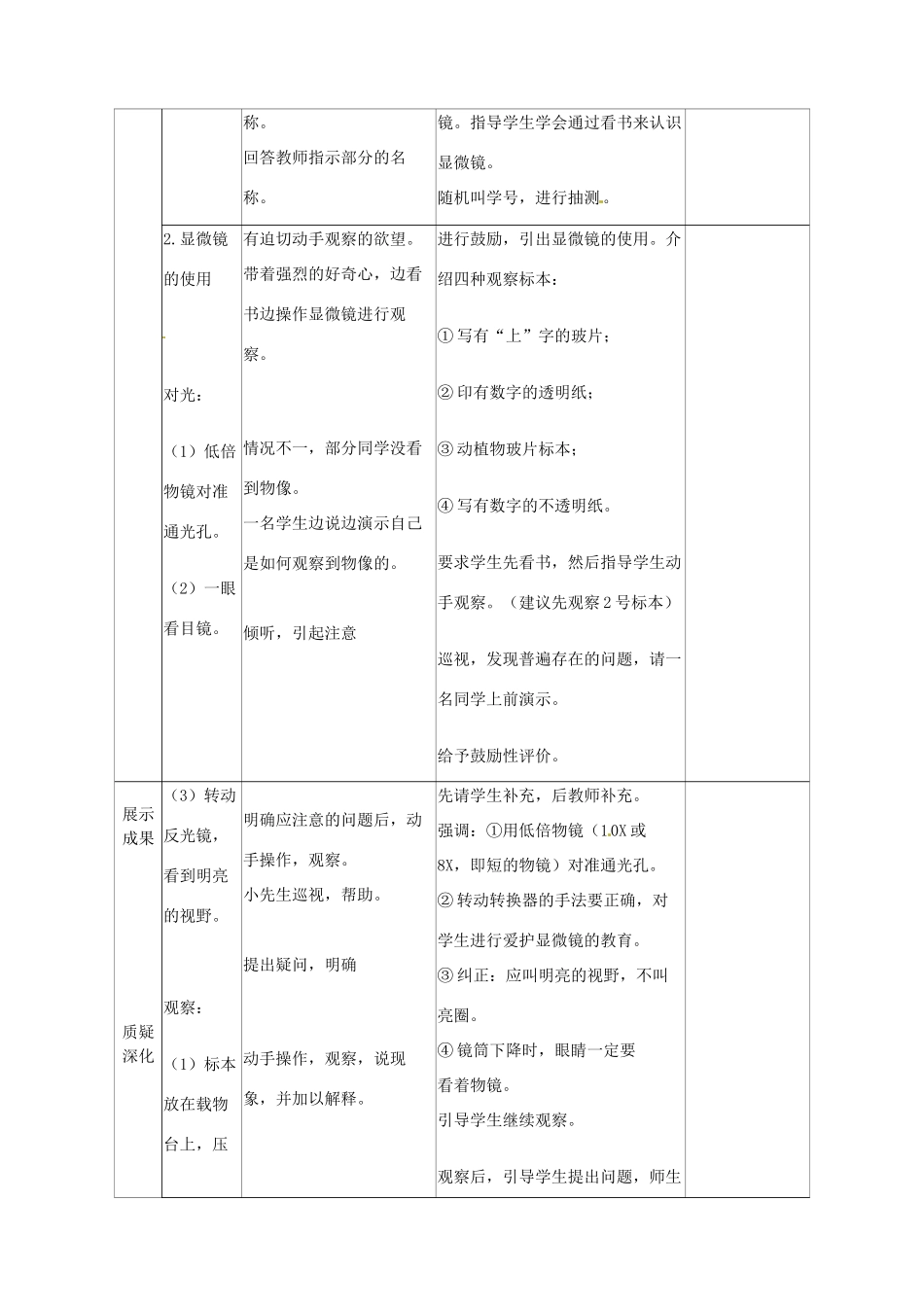 山东省临沭县2012年秋七年级生物《练习使用显微镜》教案 新人教版_第2页