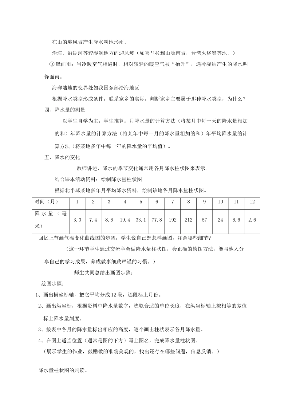 七年级地理上册 第三课 降水的变化与分布教案_第3页