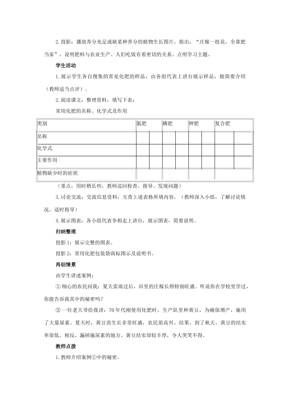 山东省郯城实验中学2012-2013学年九年级化学下册 第十一单元《课题2 化学肥料》教案 （新版）新人教版_第2页
