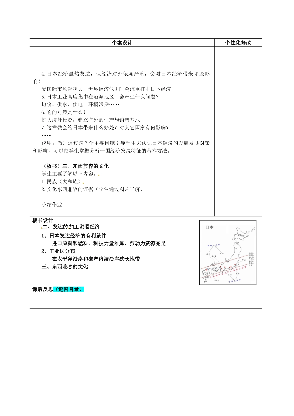 七年级地理下册 第1节《日本》教学设计（第2课时） 新人教版_第2页