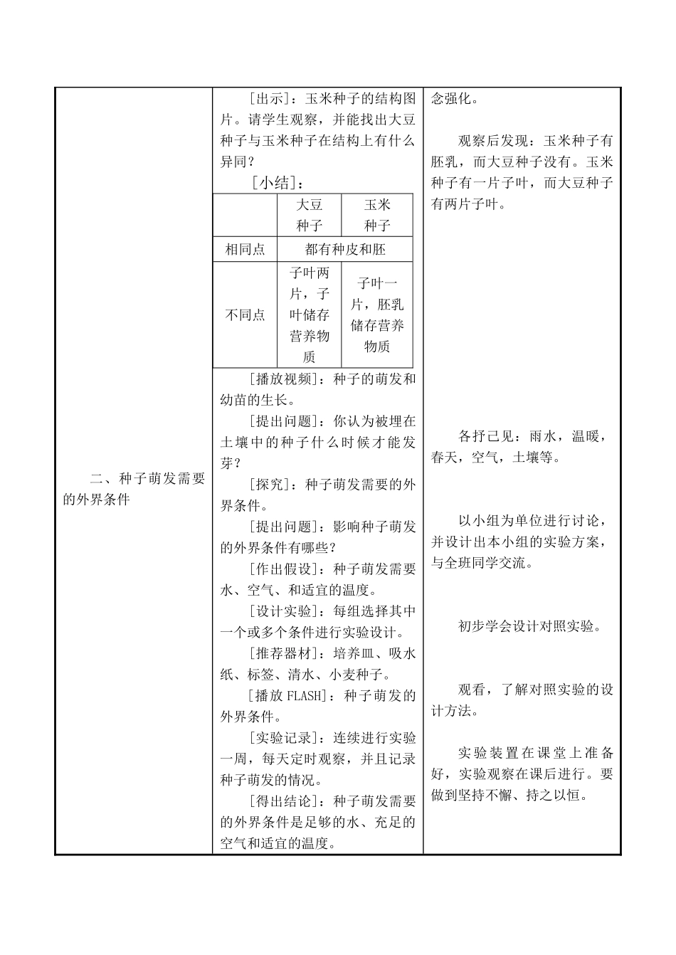 七年级生物上 第5章 绿色植物的一生 第一节  植物种子的萌发f教案苏教版_第3页