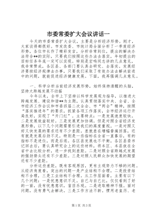 市委常委扩大会议讲话发言一