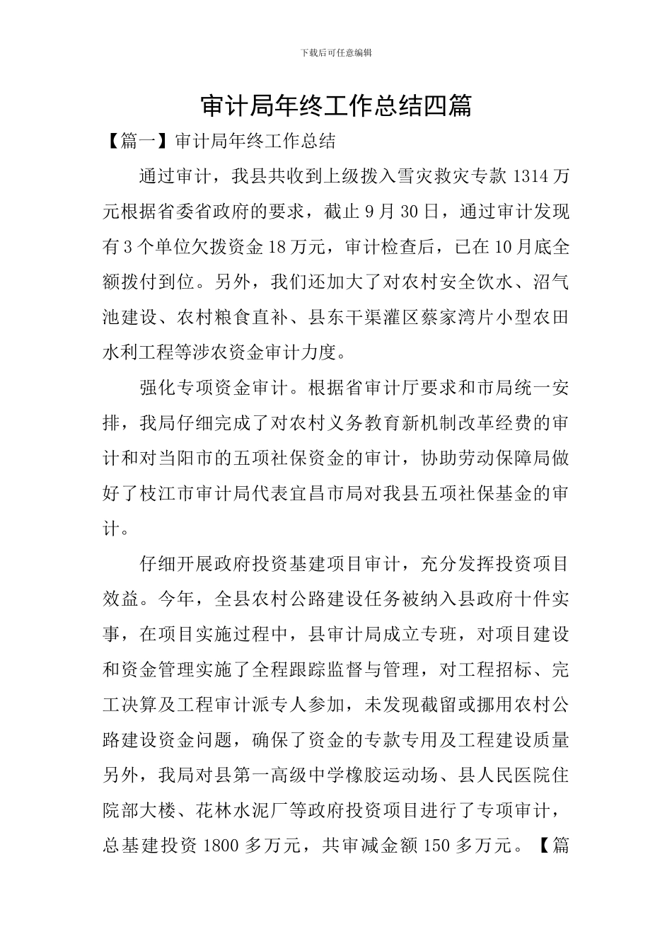 审计局年终工作总结四篇_第1页