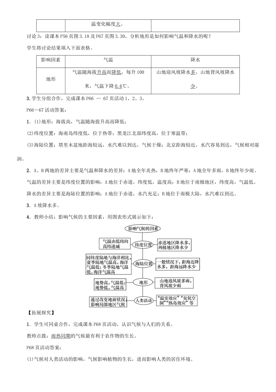 七年级地理上册 3.4 影响气候的主要因素 气候与人类活动教案 （新版）新人教版-（新版）新人教版初中七年级上册地理教案_第2页