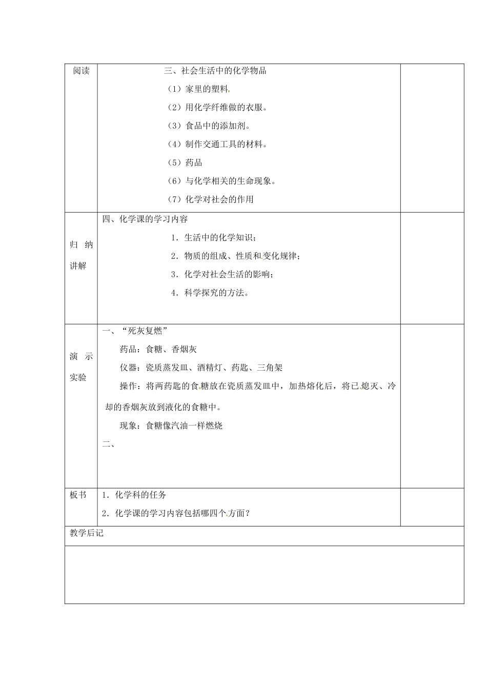 九年级化学上册 1.1 社会生活与化学教案1 粤教版_第2页