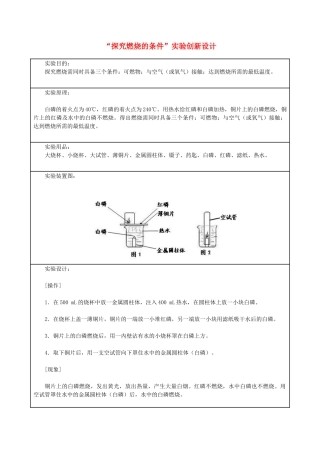 九年级化学上册 “探究燃烧的条件”实验创新设计 新人教版
