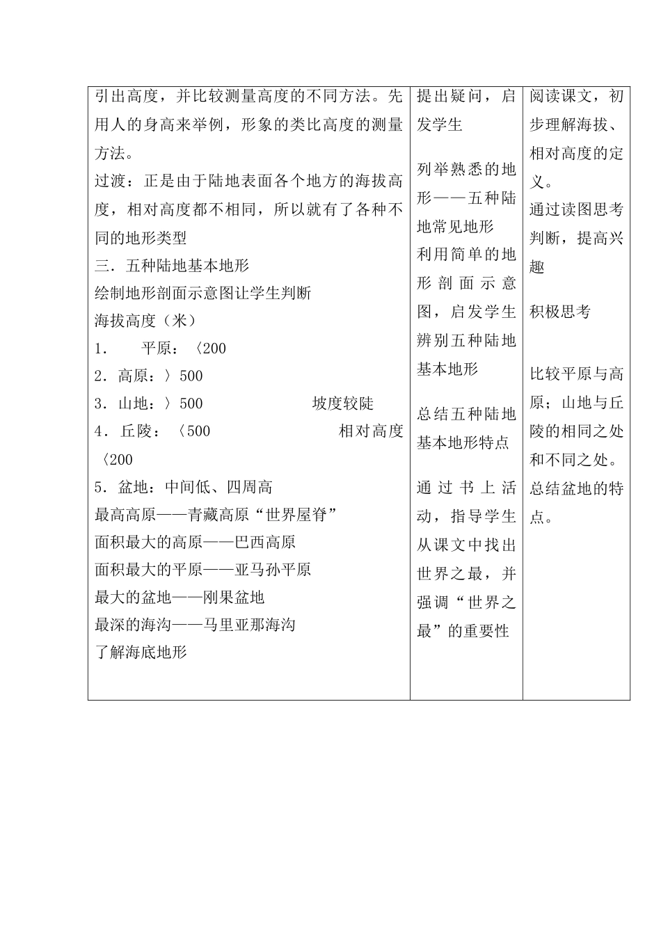 七年级地理上册第三单元第2课海陆的面貌教学设计 商务星球版_第2页