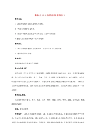 九年级化学《1.1 生活与化学》教案粤教版