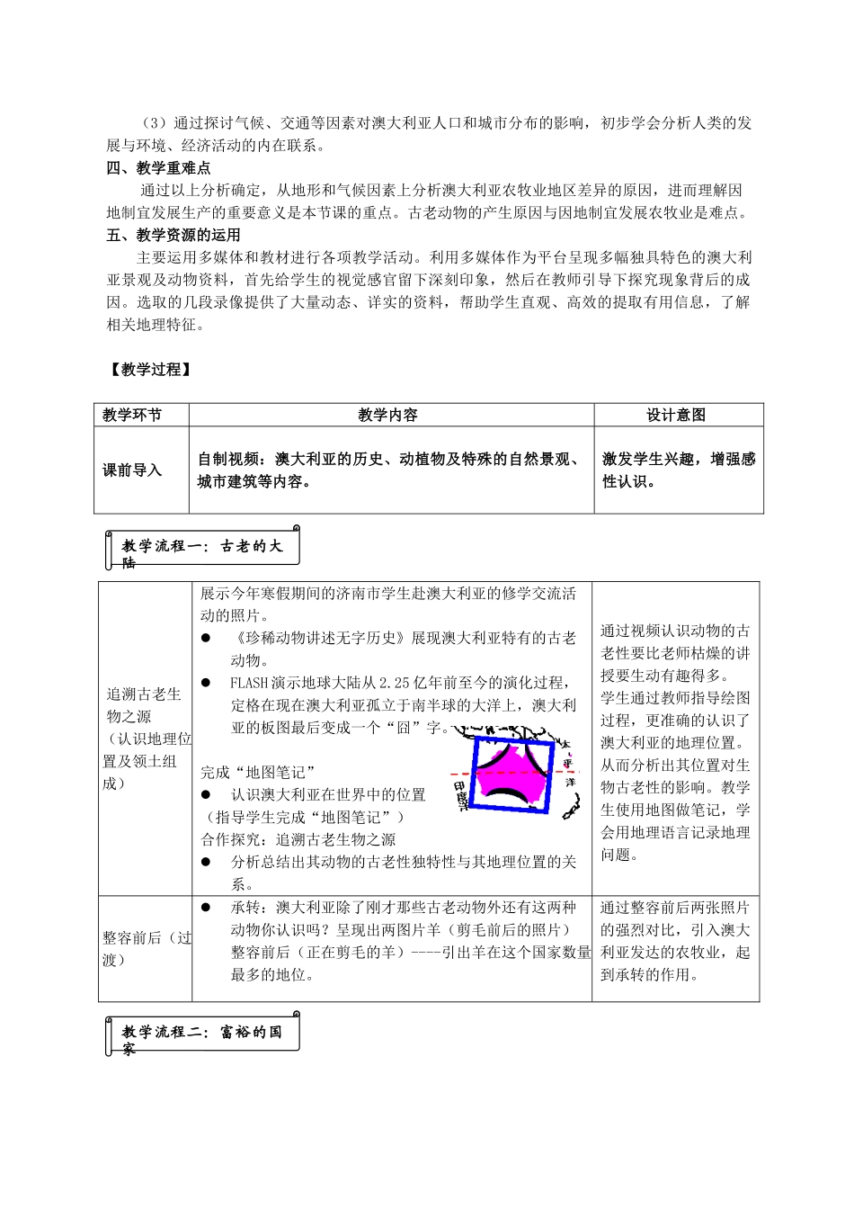 七年级地理下册 第八章 第四节 澳大利亚教学设计 （新版）商务星球版-（新版）商务星球版初中七年级下册地理教案_第2页