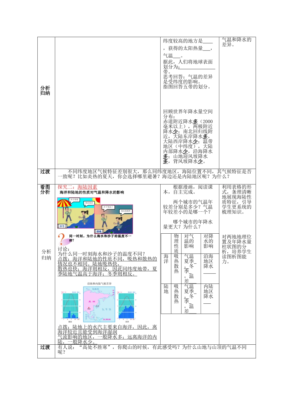 七年级地理上册 第4章 第5节《形成气候的主要因素》形成气候的主要因素教案 （新版）商务星球版2_第2页