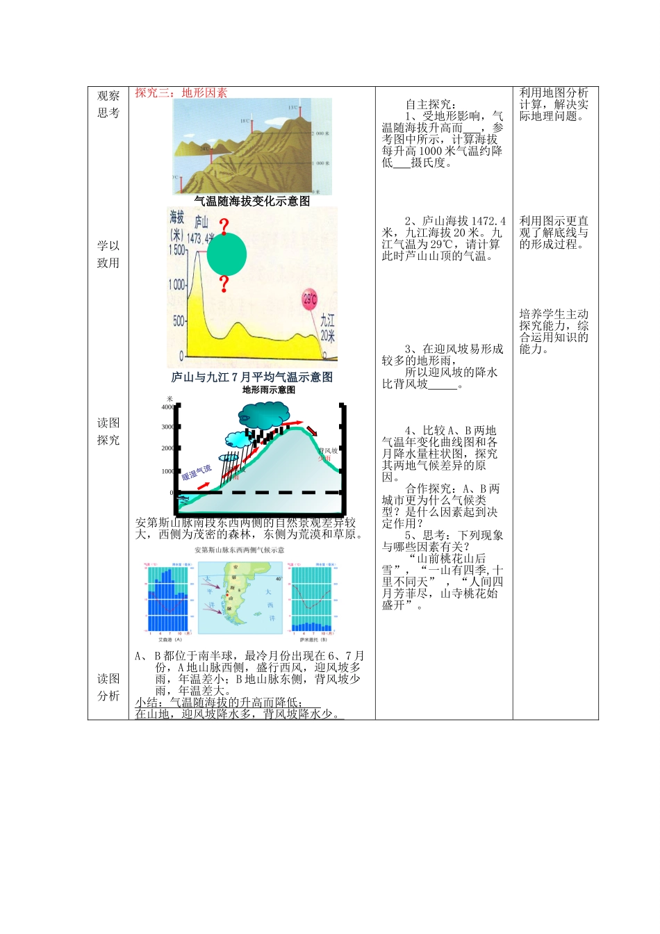 七年级地理上册 第4章 第5节《形成气候的主要因素》形成气候的主要因素教案 （新版）商务星球版2_第3页